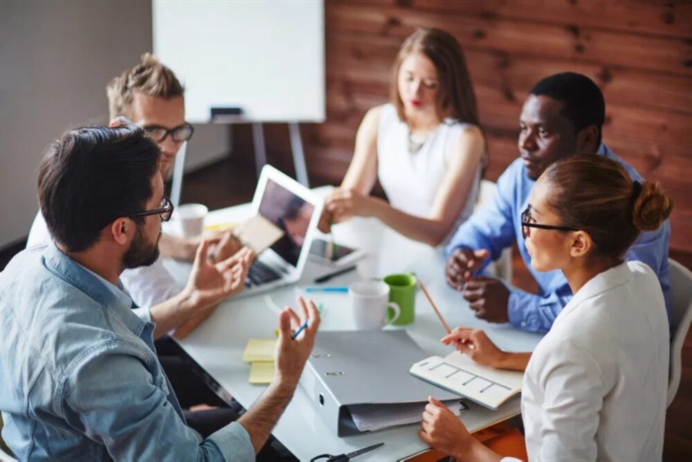 Team in a collaborative meeting